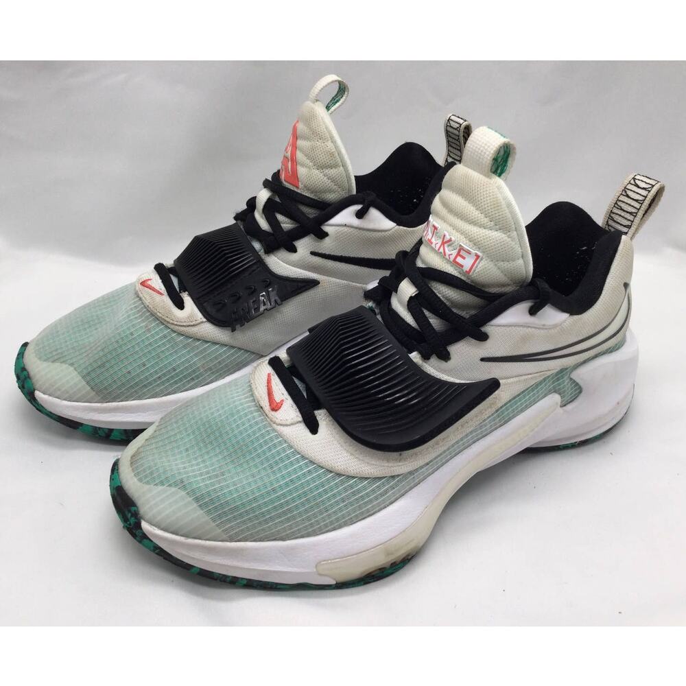 Nike Zoom Freak 3 White Black Green Basketball Mens Size 8.5